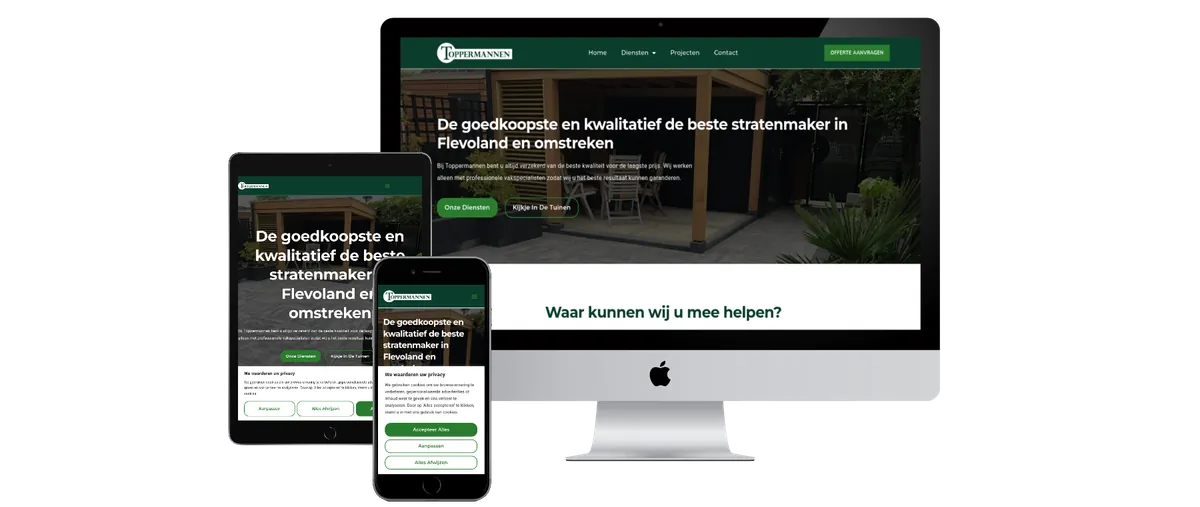 Website Toppermannen op laptop, tablet en telefoon
