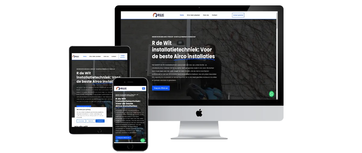 Website R. de Wit Installatietechniek op laptop, tablet en telefoon